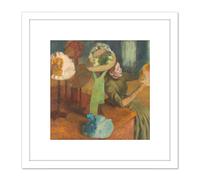 Artery8 Edgar Degas The Millinery Shop 8X8 Inch Square Wooden Framed Wall Art Print Picture with Mount in White Artery8 White