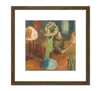 Artery8 Edgar Degas The Millinery Shop 8X8 Inch Square Wooden Framed Wall Art Print Picture with Mount in Brown Artery8 Brown
