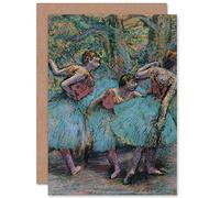 Artery8 Edgar Degas Three Dancers Blue Tutus Red Bodices Fine Art Greeting Card Plus Envelope Blank Inside