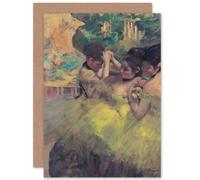 Artery8 Edgar Degas Yellow Dancers In Wings Impressionist Fine Art Greeting Card Plus Envelope Blank Inside