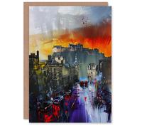 Artery8 Edinburgh Castle Abstract Cityscape Painting Greeting Birthday Card Him Her All Blank