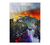 Artery8 Edinburgh Castle Abstract Cityscape Painting Living Room Large Wall Art Poster Print Thick Paper 18X24 Inch