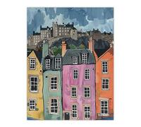 Edinburgh Castle Grassmarket Cityscape Scotland Wall Art Print Artery8 Multi W18 inch x H24 inch
