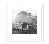 Artery8 Edinburgh Castle Scotland Grassmarket 1860 Photo 8X8 Inch Square Wooden Framed Wall Art Print Picture with Mount in White Artery8 White