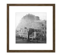 Artery8 Edinburgh Castle Scotland Grassmarket 1860 Photo 8X8 Inch Square Wooden Framed Wall Art Print Picture with Mount in Brown Artery8 Brown