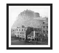 Artery8 Edinburgh Castle Scotland Grassmarket 1860 Photo Square Wooden Framed Wall Art Print Picture 16X16 Inch