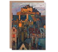 Artery8 Greeting Card Edinburgh Castle Sunset Cityscape Iconic Scotland Blank For All Him Or Her Art Birthday Card