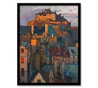 Artery8 Edinburgh Castle Sunset Cityscape Iconic Scotland Living Room Art Print Framed Poster Wall Decor 12x16 inch
