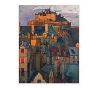 Edinburgh Castle Sunset Cityscape Iconic Scotland Wall Art Print Artery8 Multi W24 inch x H32 inch