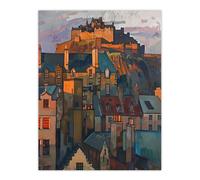 Artery8 Unframed Wall Art Edinburgh Castle Sunset Cityscape Iconic Scotland - 12X16 Inch