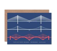Wee Blue Coo Firth Forth Bridges Edinburgh Scotland Queensferry Greetings Card
