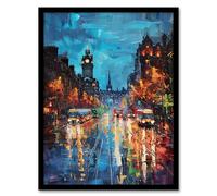 Artery8 Edinburgh Princes Street Cityscape Painting Living Room Artwork Framed Wall Art Print 18X24 Inch