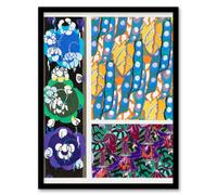 Artery8 Edouard Benedictus Framed Wall Art Colourful Floral Art Deco Patterns - A3 Size