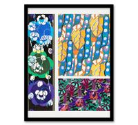Artery8 Edouard Benedictus Framed Wall Art Colourful Floral Art Deco Patterns | Size: A3 Artery8 Multicolor A3