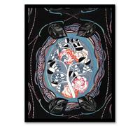 Artery8 Edouard Benedictus Framed Wall Art Print Vintage Floral Motif in Black | Size: A4 Artery8 Black A4