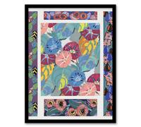 Artery8 Edouard Benedictus Framed Wall Art Vibrant Vintage Flower Pattern - A4 Size