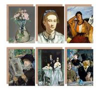 Artery8 Edouard Manet Cafe Balcony Woman Reading Gypsy Victorine Roses Fine Art Greeting Card Pack of 6 Artery8 Multicolor