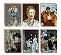 Artery8 Edouard Manet Cafe Balcony Woman Reading Gypsy Victorine Roses Fine Art Greeting Card Pack of 6