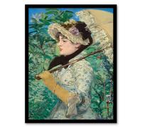 Artery8 Edouard Manet Framed Wall Art Print Jeanne Spring Parasol Portrait - A4 Size