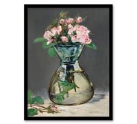 Artery8 Edouard Manet Framed Wall Art Print Moss Roses in a Vase Oil Painting in Grey | Size: A3 Artery8 Grey A3