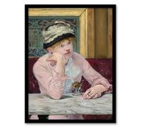 Artery8 Edouard Manet Framed Wall Art Print Plum Brandy Woman Portrait in Pink | Size: A4 Artery8 Pink A4