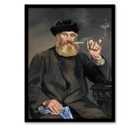 Artery8 Edouard Manet Framed Wall Art Print The Pipe Smoker Portrait in Grey | Size: A4 Artery8 Grey A4