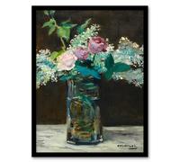 Artery8 Edouard Manet Framed Wall Art Print Vase Of White Lilacs And Roses - A4 Size