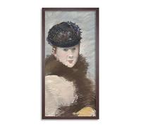 Artery8 Edouard Manet Mery Laurent Wearing Small Toque Painting Framed Wall Art Print Long 25X12 Inch