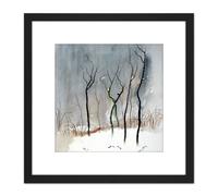 Artery8 Eduard Tomek Krajina 5 Winter Trees 8X8 Inch Square Wooden Framed Wall Art Print Picture with Mount in Black Artery8 Black