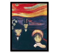 Artery8 Edvard Munch Framed Wall Art Print Anxiety Figures Oil Painting | Size: A4 Artery8 Multicolor A4