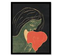 Artery8 Edvard Munch Framed Wall Art Print The Heart Hjertet Painting in Black | Size: A3 Artery8 Black A3