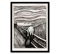 Artery8 Edvard Munch Framed Wall Art Print The Scream 1895 Black & White | Size: A3 Artery8 White A3