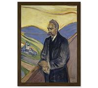 Edvard Munch Friederich Nietzsche Painting A4 Artwork Framed Wall Art Print Artery8 Brown One Size