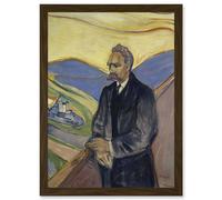Edvard Munch Friederich Nietzsche Painting A4 Artwork Framed Wall Art Print Artery8 Brown One Size