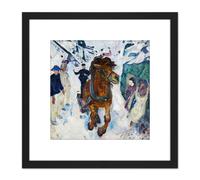 Artery8 Edvard Munch Galloping Horse Cropped 8X8 Inch Square Wooden Framed Wall Art Print Picture with Mount in Black Artery8 Black