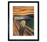 Artery8 Edvard Munch Scream Artwork Old Master 12X16" Framed Wall Art Print