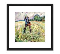 Artery8 Edvard Munch The Haymaker Painting 8X8 Inch Square Wooden Framed Wall Art Print Picture with Mount in Black Artery8 Black