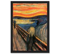 Edvard Munch The Scream Classic Old Master Fear A4 Artwork Framed Wall Art Print Artery8 Black One Size