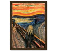 Edvard Munch The Scream Classic Old Master Fear A4 Artwork Framed Wall Art Print Artery8 Brown One Size