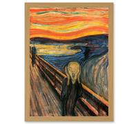 Edvard Munch The Scream Classic Old Master Fear A4 Artwork Framed Wall Art Print Artery8 Light Oak One Size
