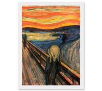 Edvard Munch The Scream Classic Old Master Fear A4 Artwork Framed Wall Art Print Artery8 White One Size