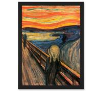 Edvard Munch The Scream Classic Old Master Fear A4 Artwork Framed Wall Art Print Artery8 Black One Size