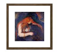 Artery8 Edvard Munch Vampire 1895 Painting 8X8 Inch Square Wooden Framed Wall Art Print Picture with Mount in Brown Artery8 Brown