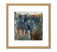 Artery8 Edvard Munch Workers On Their Way Home 8X8 Inch Square Wooden Framed Wall Art Print Picture with Mount in Light Oak Artery8 Light Oak