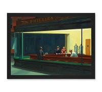 Artery8 Edward Hopper Nighthawks Iconic Painting A4 Artwork Framed Wall Art Print