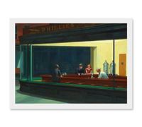 Edward Hopper Nighthawks Iconic Painting A4 Artwork Framed Wall Art Print Artery8 White One Size
