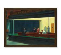 Edward Hopper Nighthawks Iconic Painting A4 Artwork Framed Wall Art Print Artery8 Brown One Size