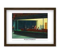 Artery8 Edward Hopper Nighthawks Iconic Realist Painting Artwork Framed Wall Art Print A4 in Brown Artery8 Brown