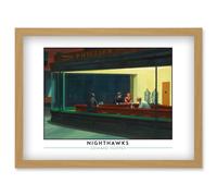 Artery8 Edward Hopper Nighthawks Iconic Realist Painting Artwork Framed Wall Art Print A4 in Light Oak Artery8 Light Oak