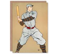 Artery8 Edward Penfield Art Card Vintage Baseball Player Drawing